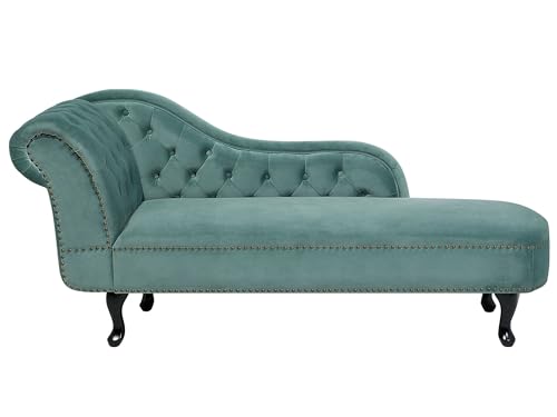 Beliani Retro Chaiselongue Samtstoff linksseitig mintgrün Nimes von Beliani