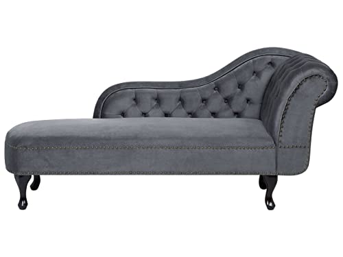 Beliani Retro Chaiselongue Samtstoff rechtsseitig grau Nimes von Beliani