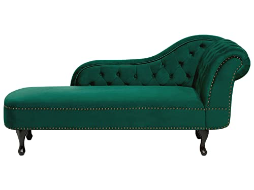 Beliani Retro Chaiselongue Samtstoff rechtsseitig grün Nimes von Beliani