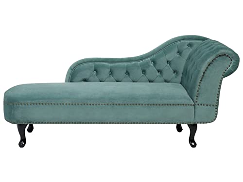 Beliani Retro Chaiselongue Samtstoff rechtsseitig mintgrün Nimes von Beliani