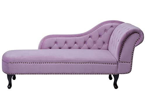 Beliani Retro Chaiselongue Samtstoff rechtsseitig rosa Nimes von Beliani