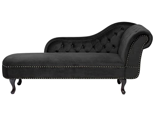 Beliani Retro Chaiselongue Samtstoff rechtsseitig schwarz Nimes von Beliani