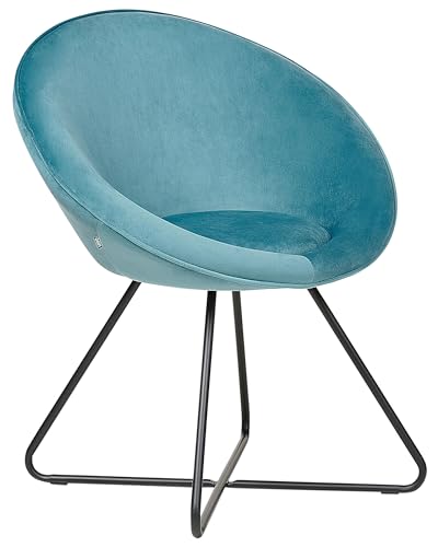 Beliani Sessel rund Samtstoff blau mit Kufengestell Metall schwarz Retro-Design Floby II von Beliani