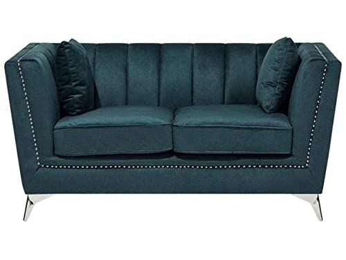 Beliani Sofa aus Samtstoff Blau-Grün 2-Sitzer modernes Wohnzimmer-Sofa Gaula von Beliani