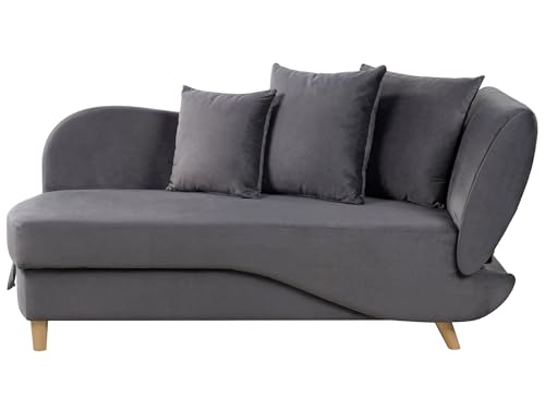 Chaiselongue Samtstoff grau rechtsseitig mit Stauraum Kissen modern Meri II von Beliani