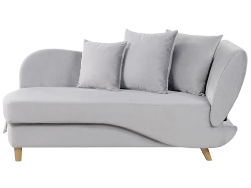 Chaiselongue Samtstoff grau rechtsseitig mit Stauraum Kissen modern Meri II von Beliani