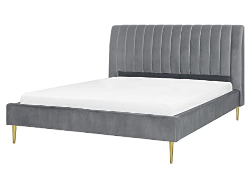 Elegantes Doppelbett in schönem Grau aus Samtstoff 160 x 200 cm Marville von Beliani