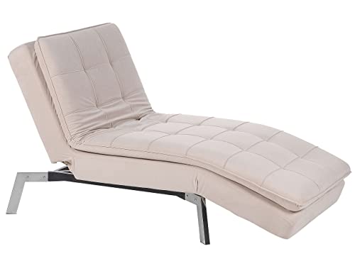 Moderne, verstellbare Chaiselongue in Beige Bezug aus Samtstoff Récamiere Loiret von Beliani