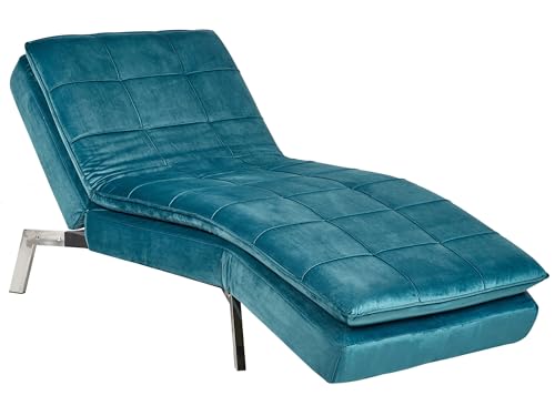 Moderne, verstellbare Chaiselongue in Blau Bezug aus Samtstoff Récamiere Loiret von Beliani