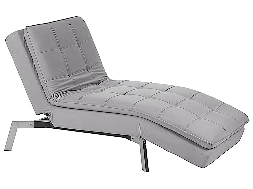 Moderne, verstellbare Chaiselongue in Hellgrau Bezug aus Samtstoff Récamiere Loiret von Beliani