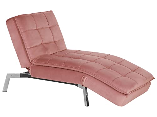 Moderne, verstellbare Chaiselongue in Rosa Bezug aus Samtstoff Récamiere Loiret von Beliani