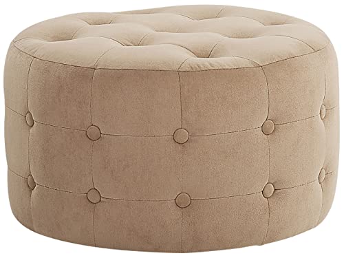 Moderner Pouf Samtstoff dekorative Versteppung rund sandbeige Tampa von Beliani