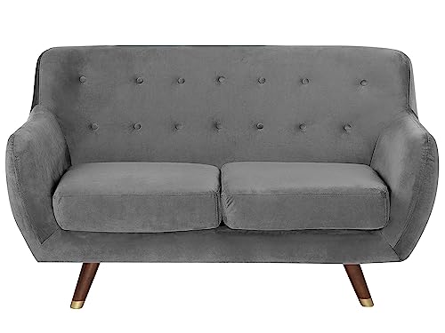 Beliani Modernes 2er Retro-Sofa aus Samtstoff in Grau Bodo von Beliani