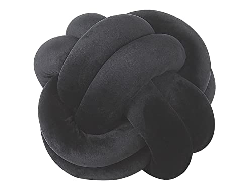 Beliani Modernes Knoten-Ball Dekokissen Samtstoff schwarz rund 20 x 20 cm Malni von Beliani