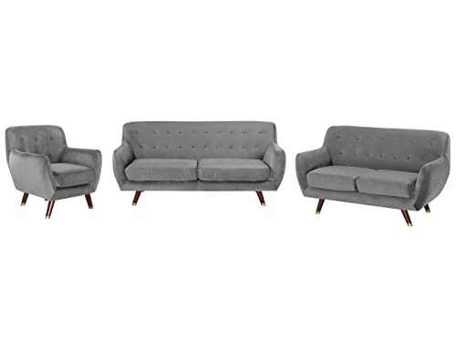 Modernes Sofa Set mit Sessel aus Samtstoff in Grau Bodo von Beliani