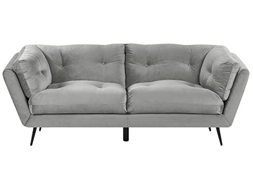 Beliani Modernes Sofa aus Samtstoff in Grau 3er Sitzer Lenvik von Beliani