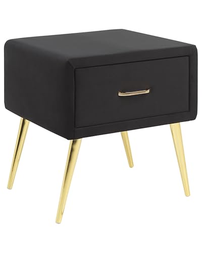 Beliani Nachttisch Samtstoff schwarz mit Schublade Metallgestell Gold Modern Glam Flayat von Beliani