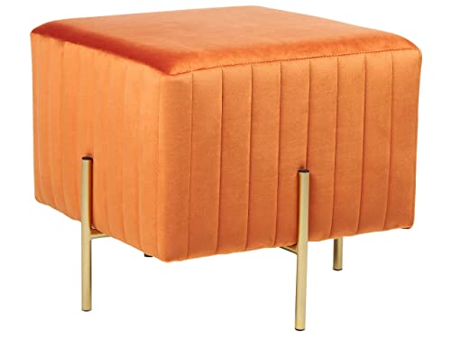 Pouf orange 45 x 45 cm goldene Metallbeinen Samtstoff Dayton von Beliani