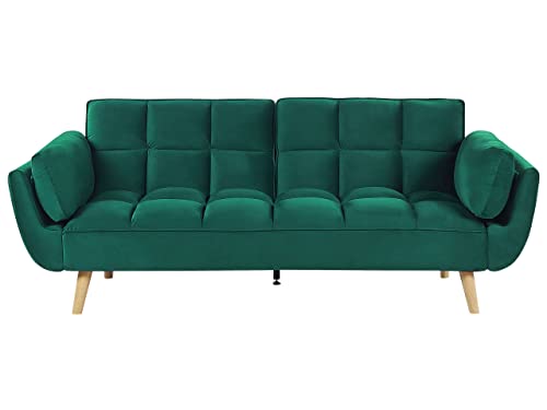 Schlafsofa 3-Sitzer Samtstoff grün elegant mit Kissen Asby von Beliani