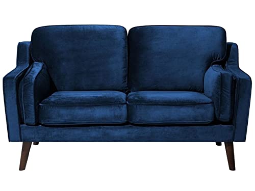 Beliani Trendy Sofa aus Samtstoff in Dunkelblau Polstersofa 2-Sitzer Lokka von Beliani