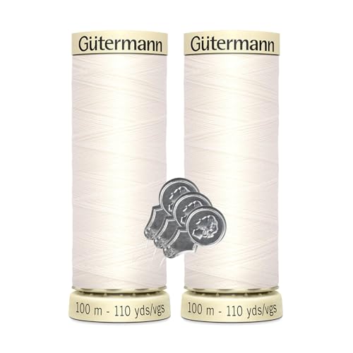 Gütermann Nähgarn, 100 Meter pro Polyester, 2er-Pack Bündel mit Bella's Crafts Nadeleinfädler (21 - Oyster) von Bella's Crafts