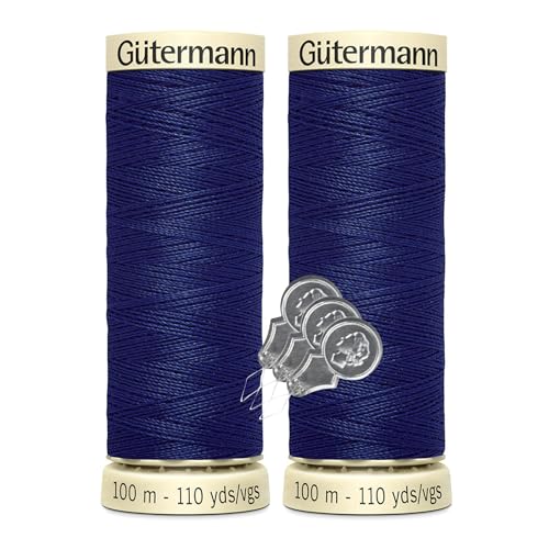 Gütermann Nähgarn, 100 Meter pro Polyester, 2er-Pack Bündel mit Bella's Crafts Nadeleinfädler (266 - Brite Navy) von Bella's Crafts