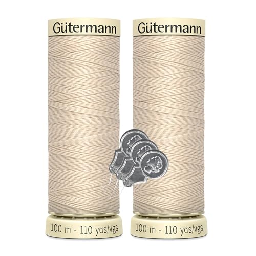 Gütermann Nähgarn, 100 Meter pro Polyester, 2er-Pack Bündel mit Bella's Crafts Nadeleinfädler (30 – Knochen) von Bella's Crafts