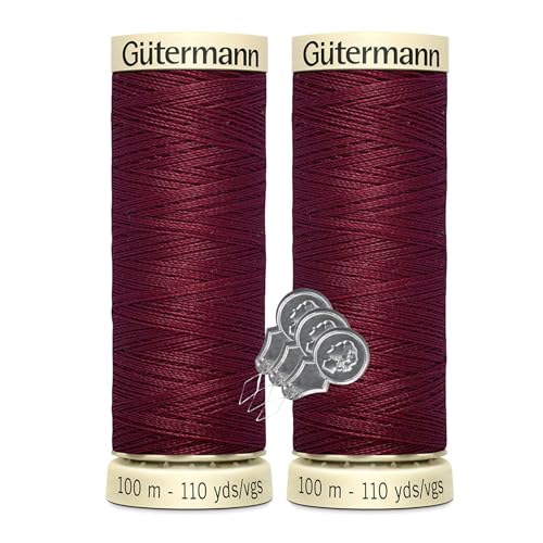 Gütermann Nähgarn, 100 Meter pro Polyester, 2er-Pack Bündel mit Bella's Crafts Nadeleinfädler (436 – Kastanienbraun) von Bella's Crafts