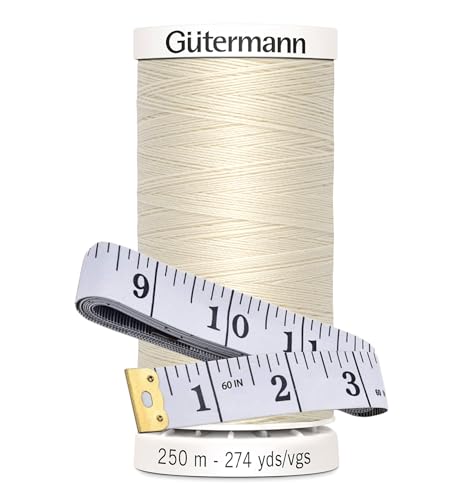 Gütermann Nähgarn, 250 m, Bündel mit Bella's Crafts weichem Maßband (22, Eierschale) von Bella's Crafts