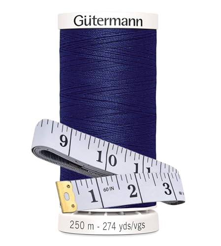 Gütermann Nähgarn, 250 m, Bündel mit Bella's Crafts weichem Maßband (266 - Brite Navy) von Bella's Crafts