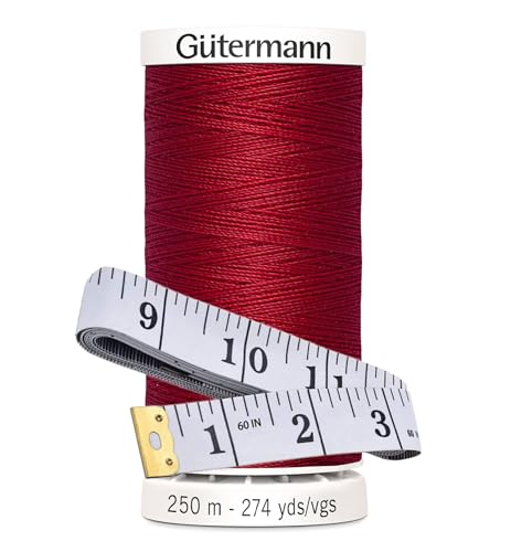 Gütermann Nähgarn, 250 m, Bündel mit Bella's Crafts weichem Maßband (420, Chili Red) von Bella's Crafts