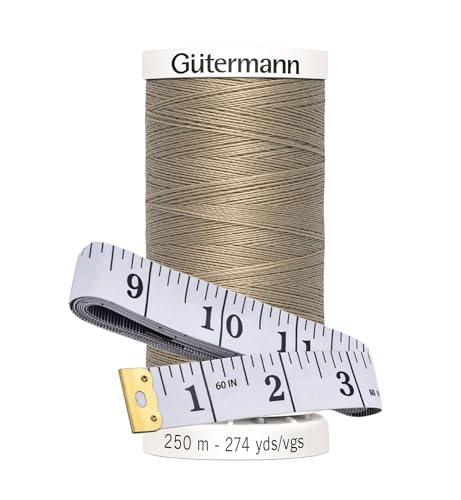 Gütermann Nähgarn, 250 m, Bündel mit Bella's Crafts weichem Maßband (509, Beige) von Bella's Crafts