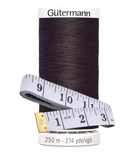 Gütermann Nähgarn, 250 m, Bündel mit Bella's Crafts weichem Maßband (593 - Seal Brown) von Bella's Crafts