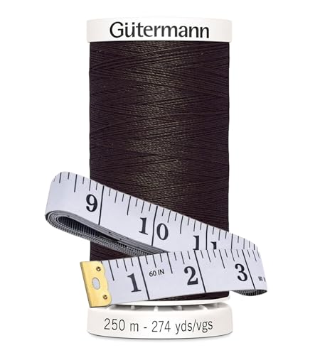 Gütermann Nähgarn, 250 m, Bündel mit Bella's Crafts weichem Maßband (594, Walnuss) von Bella's Crafts