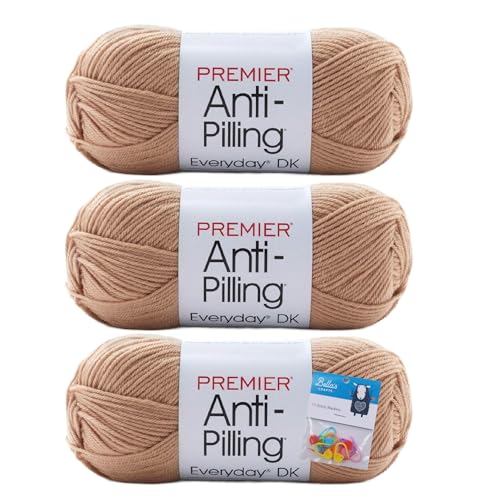 Premier Yarns Everyday DK Anti-Pilling-Garn, 100 g, #3 leicht, 3er-Pack Bündel mit Bella's Crafts Maschenmarkierern (Pergament) von Bella's Crafts