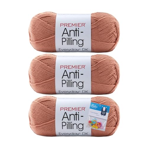 Premier Yarns Everyday DK Anti-Pilling-Garn, 100 g pro Knäuel, 3 Stück, leicht, 3er-Pack, Bündel mit Bella's Crafts Maschenmarkierern (Lachs) von Bella's Crafts