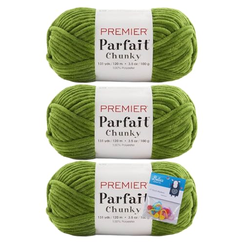 Premier Yarns Parfait Chenille-Garn, grob, 100 g, 6 Stück, Bündel mit Bella's Crafts Maschenmarkierern (Goblin) von Bella's Crafts