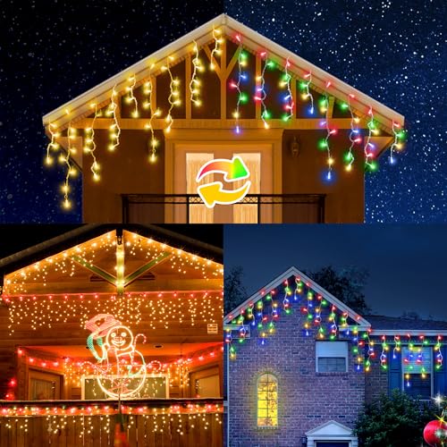 BellaAchtung LED Eisregen Lichterkette Innen Außen, 10m 352LEDs Lichtervorhang mit 11 Modi und Timer, Eiszapfen Lichterkette für Garten Balkon Hochzeit Weihnachten von BellaAchtung