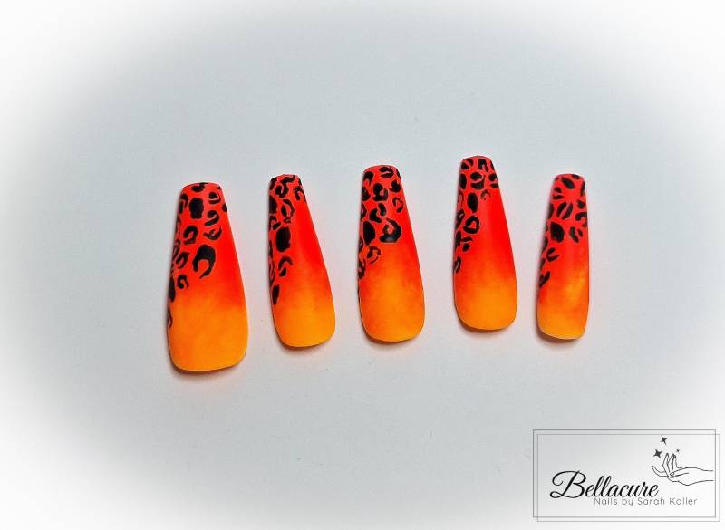 Press On Nägel - Nails Neon Leo Animalprint von BellacureNails