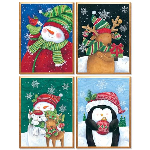 Bellatoi 4 Stück Diamond Painting Weihnachten, Diamant Painting Schneemann und Winter, Diamant Painting Bilder für Kinder & Erwachsene, Weihnachten Geschenk für Schlafzimmer Wohnzimmer Wand Deko von Bellatoi