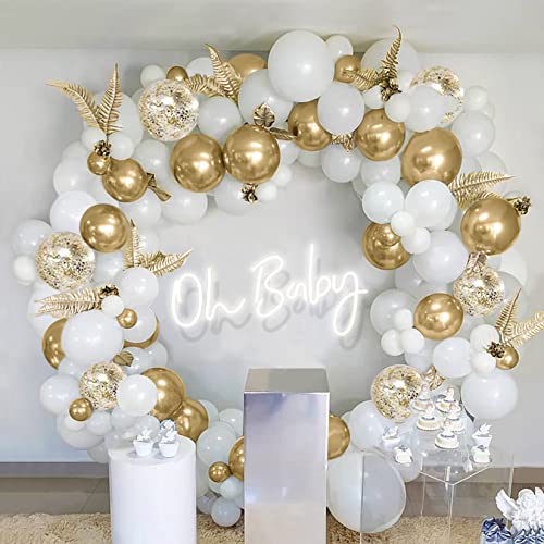 Bellatoi Gold und Weiß Girlande Ballonbogen, Weiß Gold Luftballons Girlande Set,Gold Konfetti Luftballons Weiß Latexballons kit für Geburtstag Hochzeit Jubiläum Baby Shower Party Dekorationen von Bellatoi