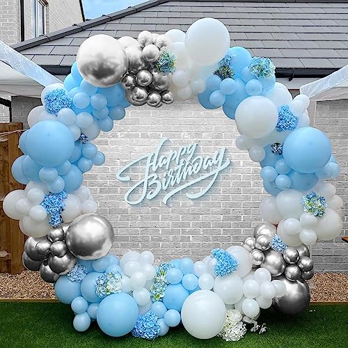 Bellatoi Blau Ballon Girlande,Blau Weiß Luftballons Girlande Set,137 Stück Blau Silber Weiß Ballon Girlande für Junge,Blau Luftballons für Party Geburtstag,Baby Shower,Hochzeit Dekorationen von Bellatoi