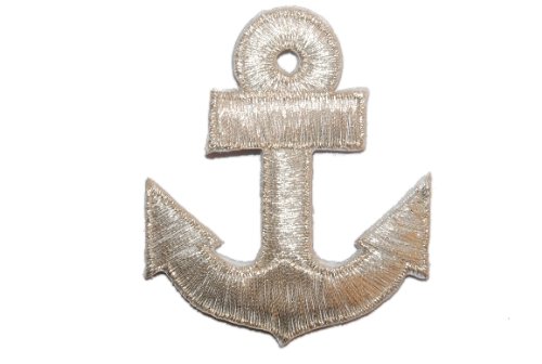 Anker silber 5 cm * 5,8 cm Bügelbild groß Maritim Matrose Steuerrad Tau von Belldessa