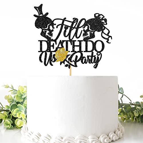 Belrew Till Death Do Us Party Kuchen Topper, Verlobung Party Dekoration, Brautdusche Party Dekoration Supplies, Glitzer Schwarz von Belrew