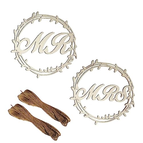 Belvanr Mr Mrs Stuhl Dekor Schild Hölz 2 Stück Mr Mrs Deko Hochzeit Stuhl Braut und Bräutigam Holzdeko für Stühle Braut und Bräutigam Hochzeit Stuhl Dekor Schild mit Jute Schnüre Stuhl Zeichen von Belvanr