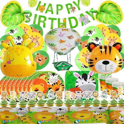 Bemoseng 101PCS Dschungel Geburtstag Dekoration, Waldtiere Geburtstag Deko, Safari Deko, Set Luftballons Safari Deko Kindergeburtstag Teller Tasse Servietten Tischdecke Luftballons Bemoseng 101PCS Dschungel Geburtstag Dekoration, Waldtiere Geburtstag Deko, Safari Deko, Set Luftballons Safari Deko Kindergeburtstag Teller Tasse Servietten Tischdecke Luftballons von Bemoseng