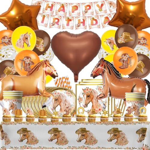 Bemoseng 87 PCS Pferde Geburtstagsdeko, Pferde Partygeschirr, Horse Party, P-ferde Party Luftballons, P-ferde Deko Ggeburtstag Banner Teller Pappbecher Cupcake Topper Tischdecken Servietten Bemoseng 87 PCS Pferde Geburtstagsdeko, Pferde Partygeschirr, Horse Party, P-ferde Party Luftballons, P-ferde Deko Ggeburtstag Banner Teller Pappbecher Cupcake Topper Tischdecken Servietten von Bemoseng