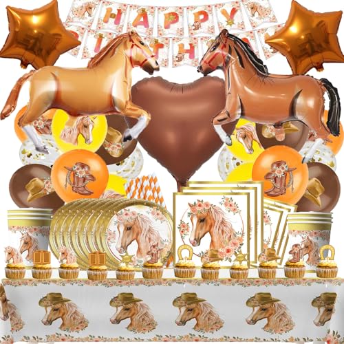 Bemoseng Pferde Partygeschirr, Pferde Geburtstagsdeko, Horse Party, Pferde Party Luftballons, Pferde Deko Ggeburtstag Banner Teller Pappbecher Cupcake Topper Tischdecken Servietten Bemoseng Pferde Partygeschirr, Pferde Geburtstagsdeko, Horse Party, Pferde Party Luftballons, Pferde Deko Ggeburtstag Banner Teller Pappbecher Cupcake Topper Tischdecken Servietten von Bemoseng