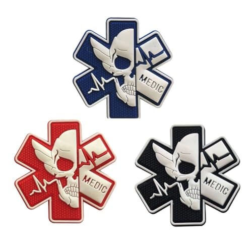 3 Stück Ohrong Medic Rubber Patch 3d Pvc Emblem Sanitäter Erste Hilfe Moral Totenkopf Militär Hakenverschlüsse Abzeichen Für Tasche Rucksack von Bemvp