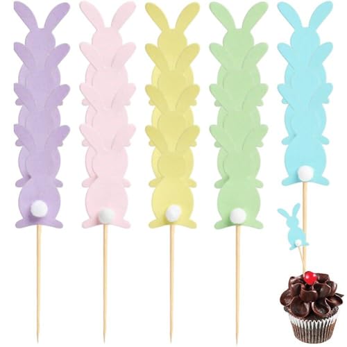 Bemvp 20 Stück Ostern Cupcake Topper Kaninchen Kuchen Topper Für Party Supplies DIY Ostern Party Dekorationen von Bemvp